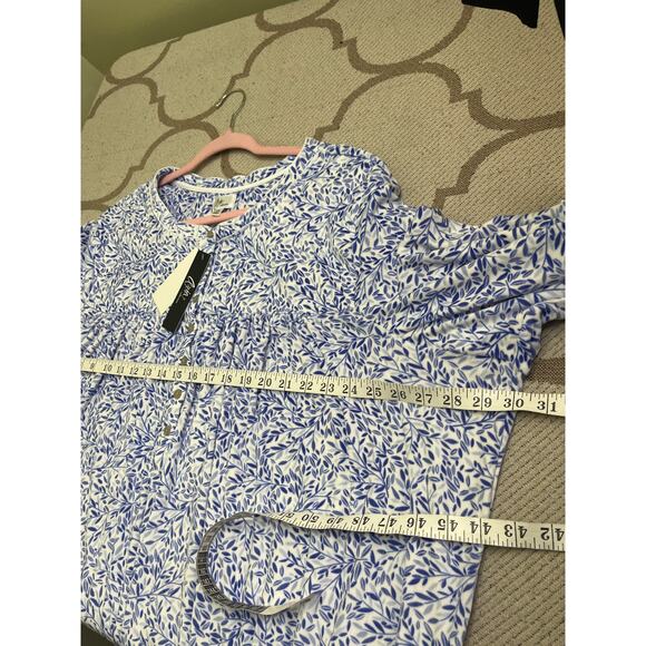 Aria Collection Nightgown Long Sleeve Velour   Floral blue white pockets,size 5X - Picture 11 of 11